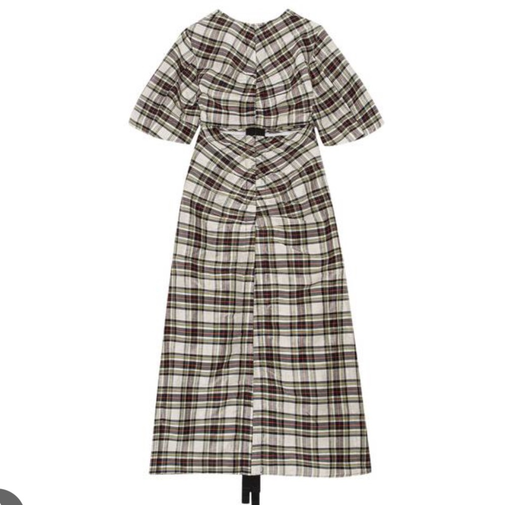 GANNI CUTOUT LINEN & SILK-BLEND MAXI DRESS
